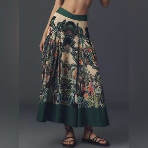 NWT Size XXSP - Farm Rio Jungle Print V-Waist Midi Skirt